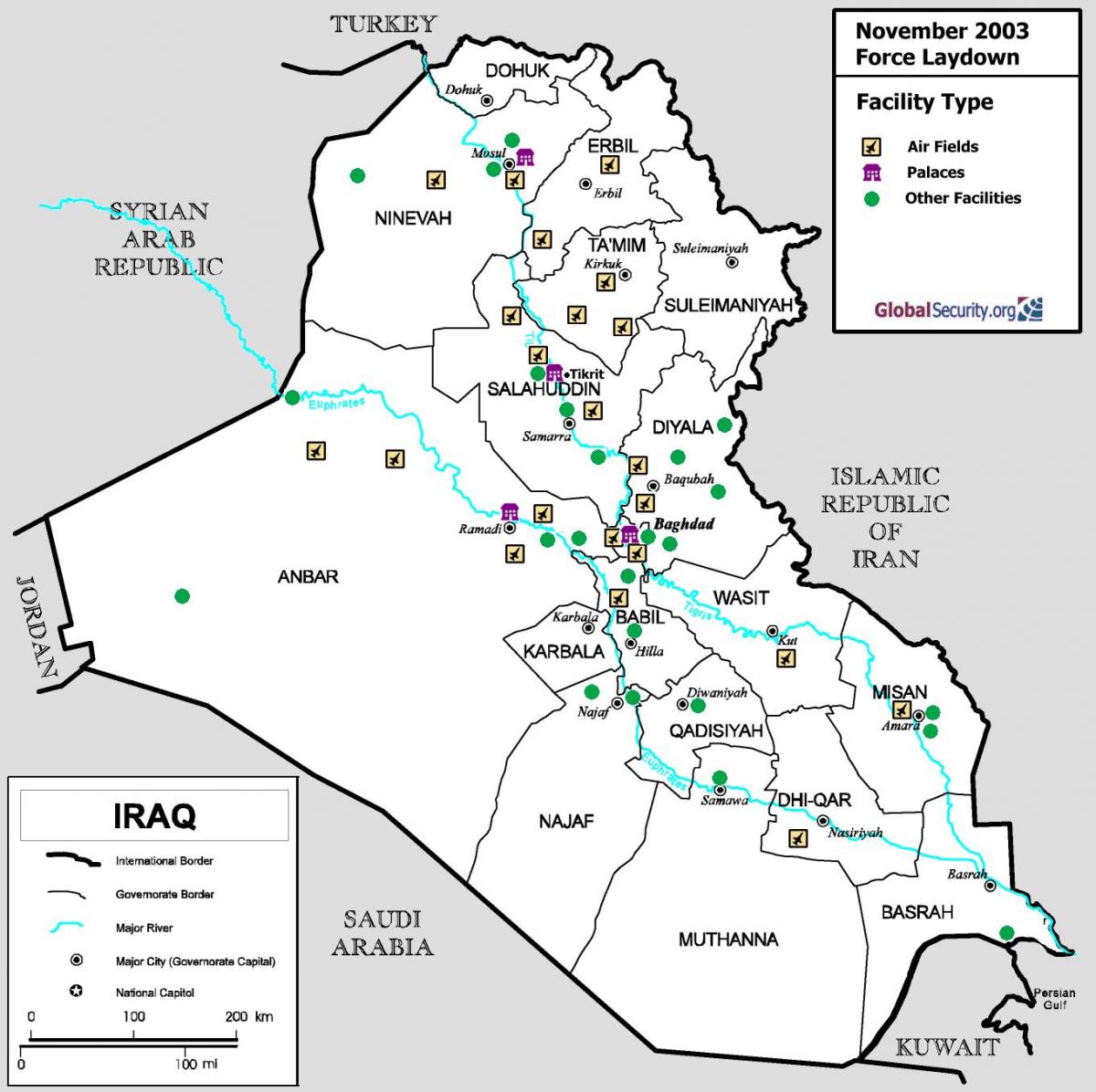 Térkép Iraki repülőterek