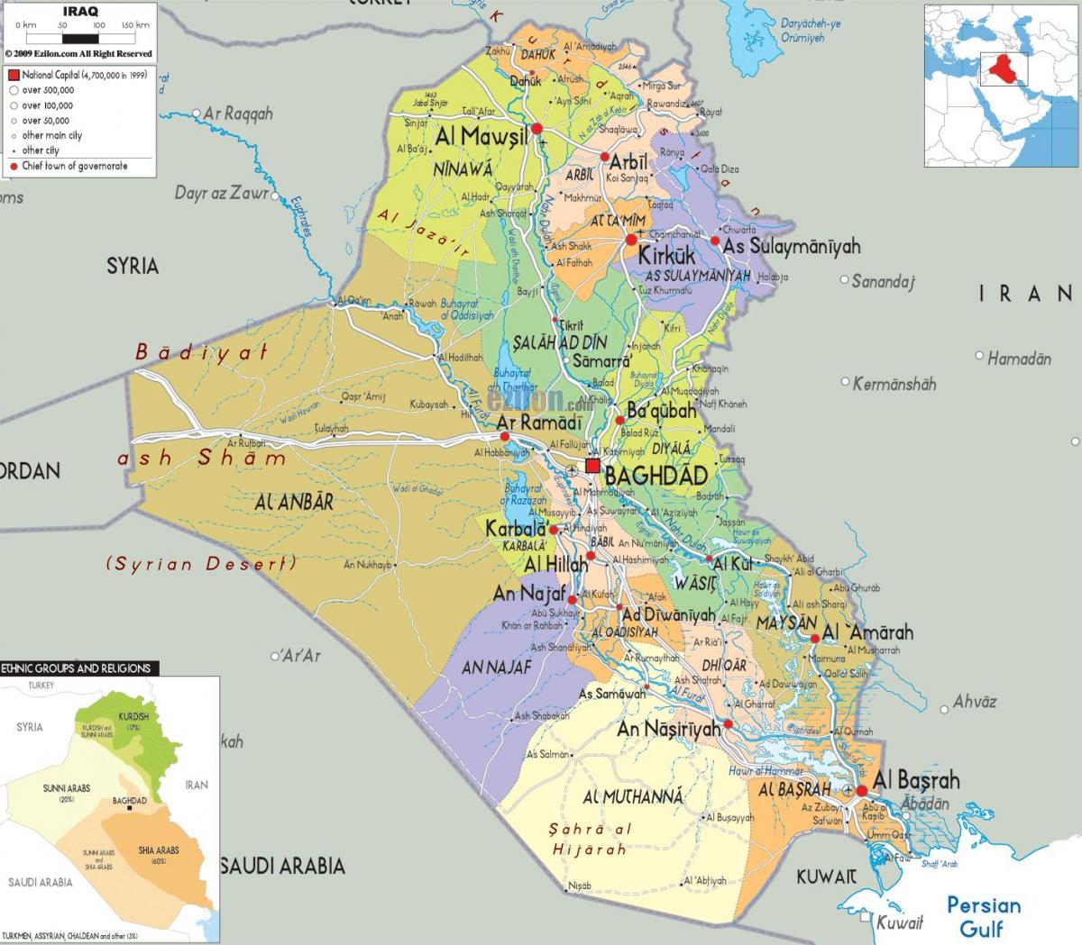 Iraki városokban térkép