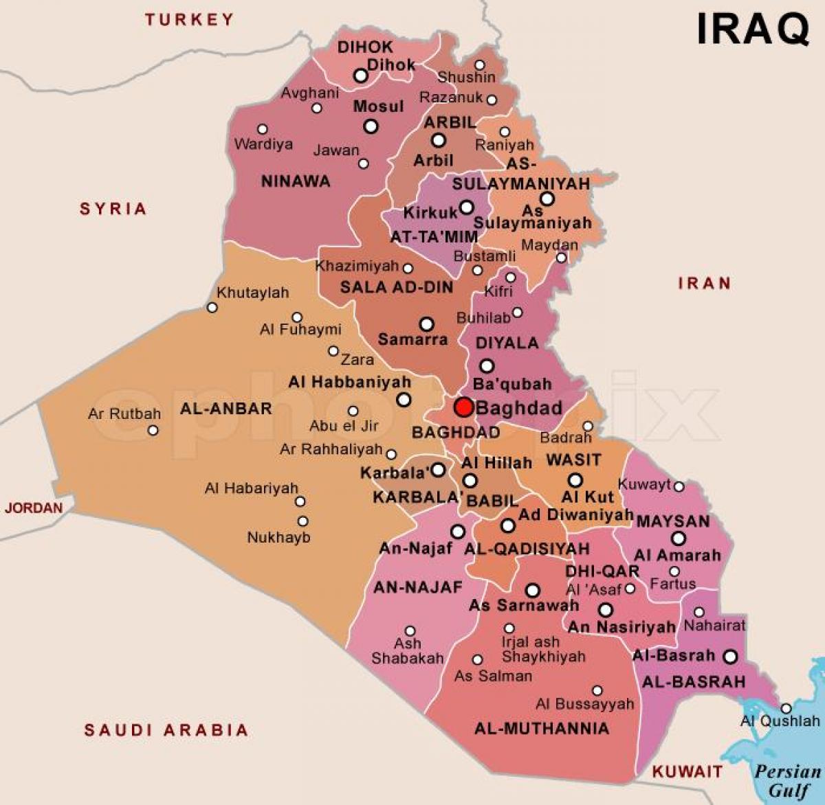 Térkép Iraki államok