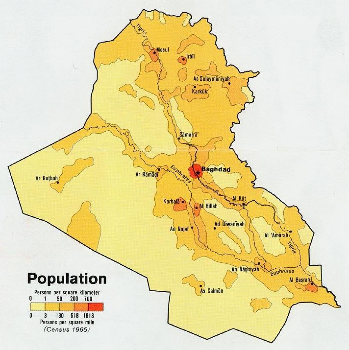 Térkép Iraki lakosság